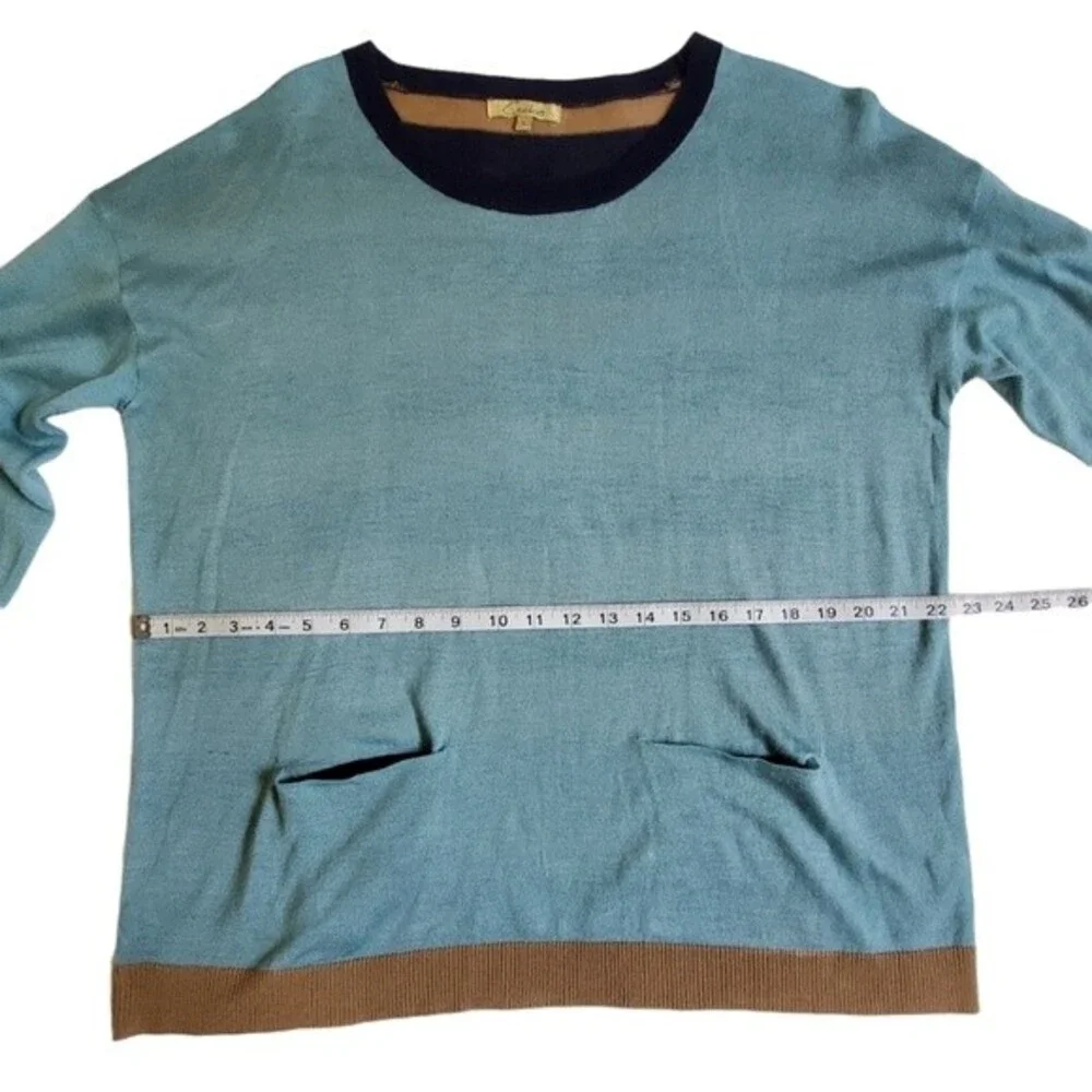 Cecico blue mixed media long sleeve top sz L